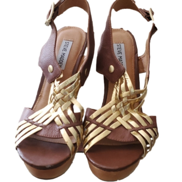 Steve Madden turnpike wedge heel leather size 7.5  new - Picture 8 of 9